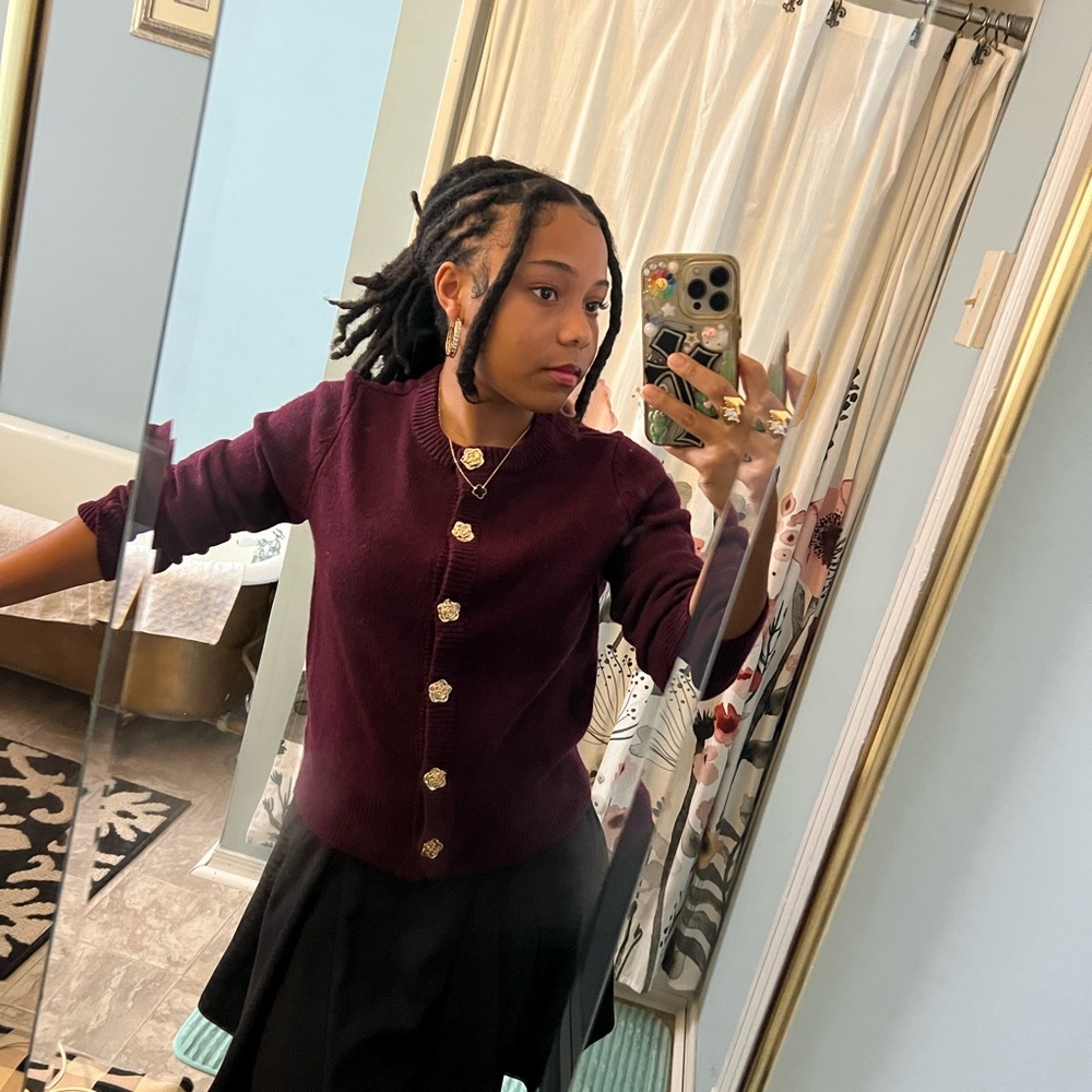 Women's Burgundy Cardigan Sweater
